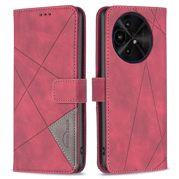 BINFEN COLOR BF05 For TCL 50 XL 5G Case Stand Wallet PU Leather Geometric Phone Cover