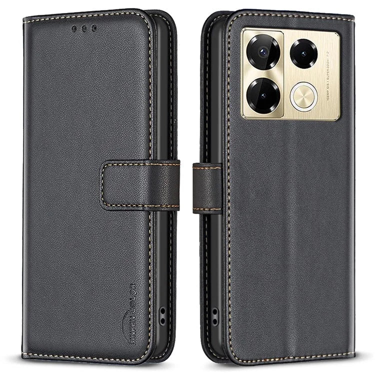 BINFEN COLOR BF17 For Infinix Note 40 Pro+ / Note 40 Pro 5G / 4G Slim-Fit PU Leather Case Stand Flip Phone Cover