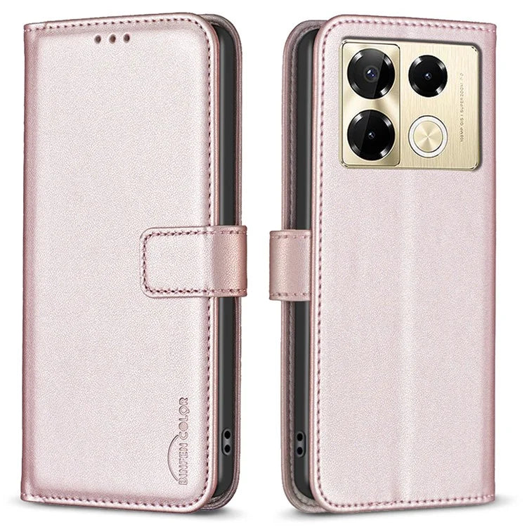 BINFEN COLOR BF17 For Infinix Note 40 Pro+ / Note 40 Pro 5G / 4G Slim-Fit PU Leather Case Stand Flip Phone Cover