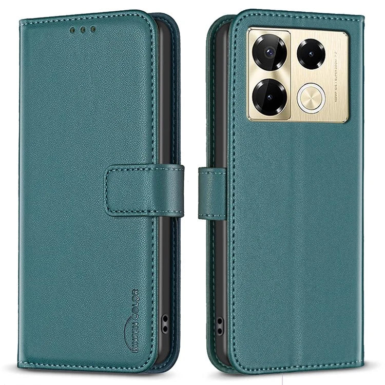 BINFEN COLOR BF17 For Infinix Note 40 Pro+ / Note 40 Pro 5G / 4G Slim-Fit PU Leather Case Stand Flip Phone Cover