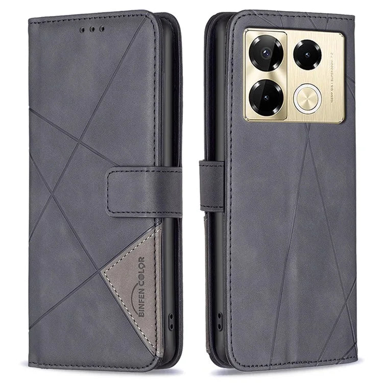 BINFEN COLOR BF05 For Infinix Note 40 Pro 4G / 5G / Note 40 Pro+ Geometric Leather Wallet Cover