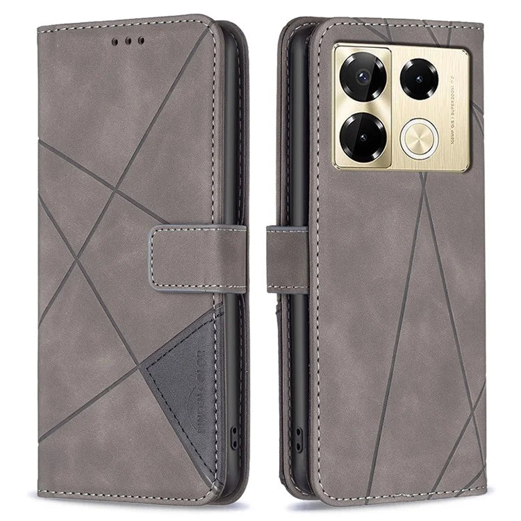 BINFEN COLOR BF05 For Infinix Note 40 Pro 4G / 5G / Note 40 Pro+ Geometric Leather Wallet Cover