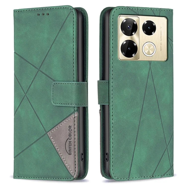 BINFEN COLOR BF05 For Infinix Note 40 Pro 4G / 5G / Note 40 Pro+ Geometric Leather Wallet Cover