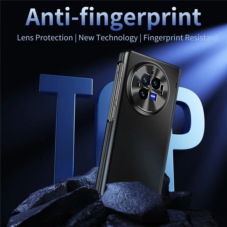 For vivo X Fold3 Case with Tempered Glass Screen Protector PU Leather Coated PC Phone Shell