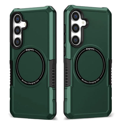 For Samsung Galaxy S24+ Magnetic Case PC + TPU Scratch-Resistant Back Coverish Green