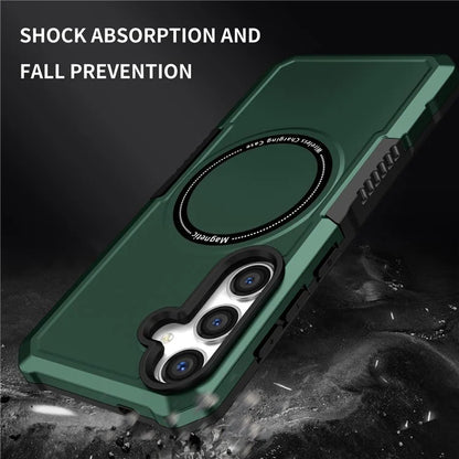 For Samsung Galaxy S24+ Magnetic Case PC + TPU Scratch-Resistant Back Coverish Green