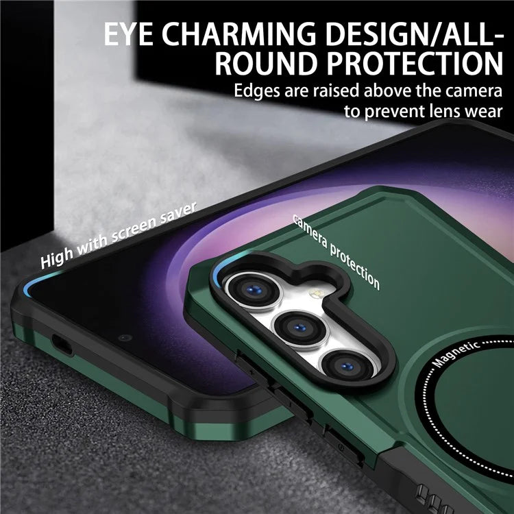 For Samsung Galaxy S24+ Magnetic Case PC + TPU Scratch-Resistant Back Coverish Green