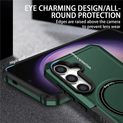 For Samsung Galaxy S24+ Magnetic Case PC + TPU Scratch-Resistant Back Coverish Green