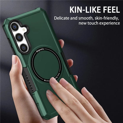 For Samsung Galaxy S24+ Magnetic Case PC + TPU Scratch-Resistant Back Coverish Green