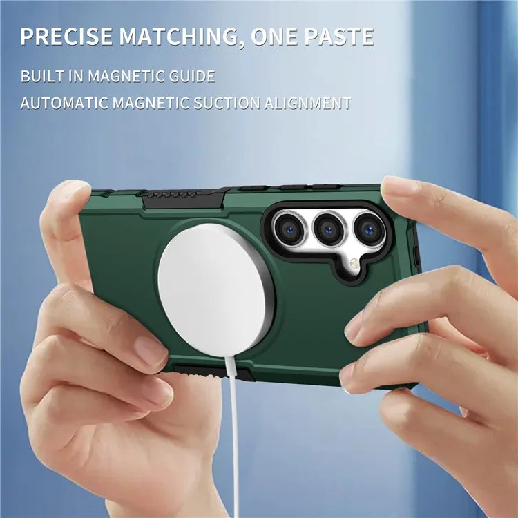 For Samsung Galaxy S24+ Magnetic Case PC + TPU Scratch-Resistant Back Coverish Green