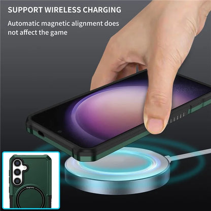 For Samsung Galaxy S24+ Magnetic Case PC + TPU Scratch-Resistant Back Coverish Green