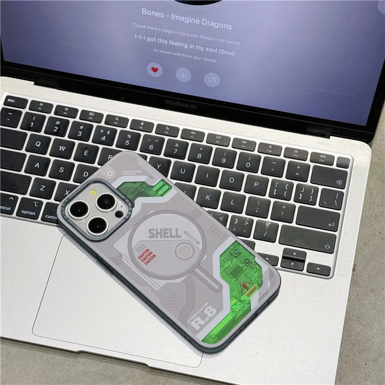 For iPhone 15 Pro Max Magnetic Case Electronic Board Pattern PC+TPU Phone Cover