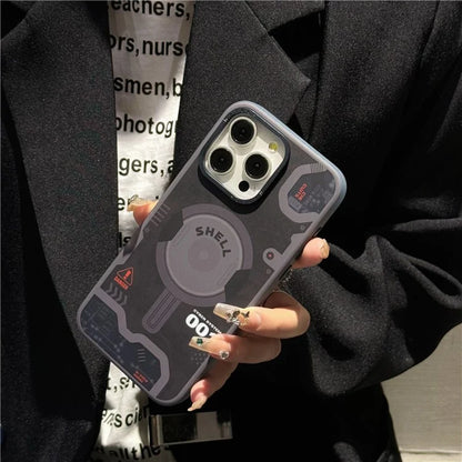 For iPhone 15 Pro Case Electronic Board Pattern PC+TPU Phone Cover Compatible with MagSafe