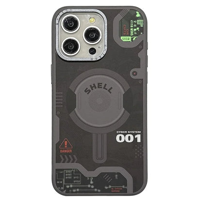 For iPhone 14 Pro Max Case Electronic Board Pattern PC+TPU Phone Cover Magnetic Shell