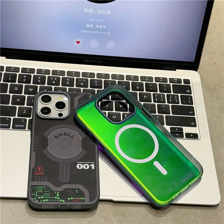 For iPhone 14 Pro Max Case Electronic Board Pattern PC+TPU Phone Cover Magnetic Shell