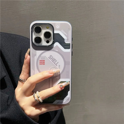 For iPhone 14 Pro Max Case Electronic Board Pattern PC+TPU Phone Cover Magnetic Shell