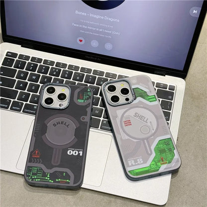 For iPhone 14 Pro Max Case Electronic Board Pattern PC+TPU Phone Cover Magnetic Shell
