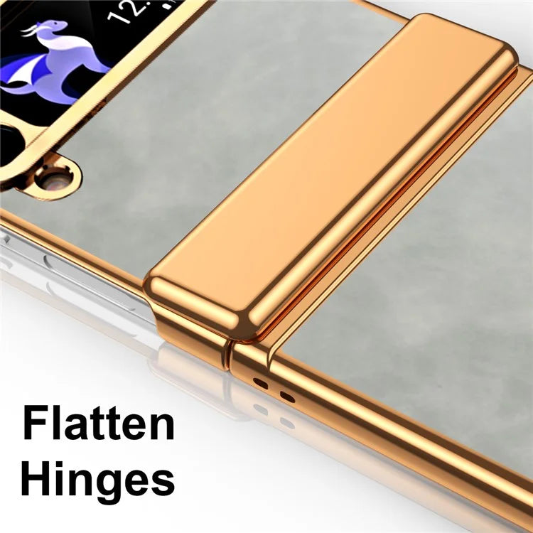 For Samsung Galaxy Z Flip4 5G Folding Phone Case Leather+PC Cover with Hinge Design