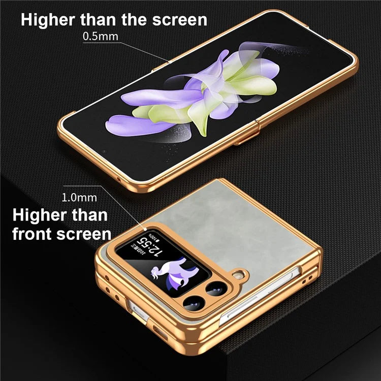 For Samsung Galaxy Z Flip3 5G Case Hinge Protection Leather Coated PC Folding Phone Cover