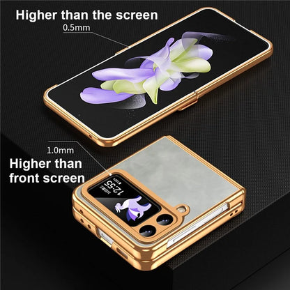 For Samsung Galaxy Z Flip3 5G Case Hinge Protection Leather Coated PC Folding Phone Cover