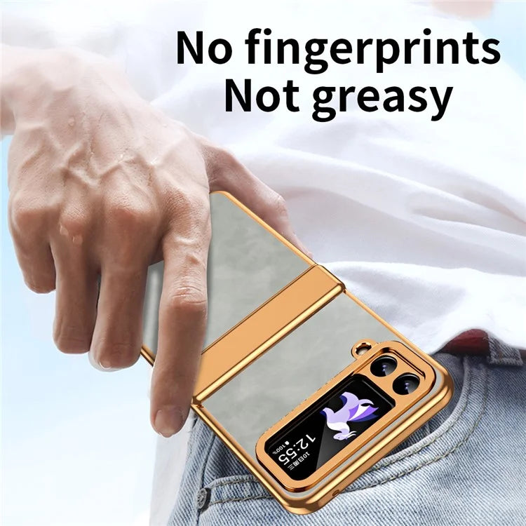 For Samsung Galaxy Z Flip3 5G Case Hinge Protection Leather Coated PC Folding Phone Cover