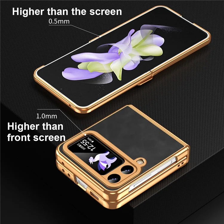 For Samsung Galaxy Z Flip3 5G Case Hinge Protection Leather Coated PC Folding Phone Cover