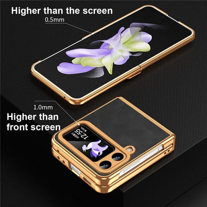 For Samsung Galaxy Z Flip3 5G Case Hinge Protection Leather Coated PC Folding Phone Cover