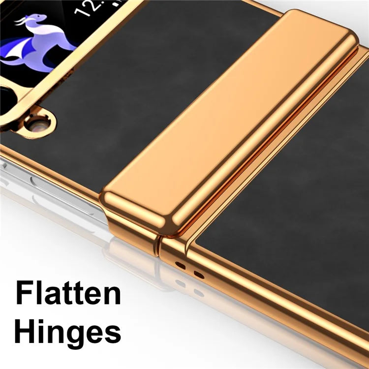 For Samsung Galaxy Z Flip3 5G Case Hinge Protection Leather Coated PC Folding Phone Cover