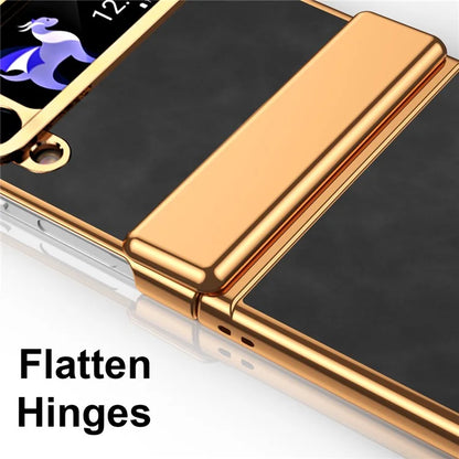 For Samsung Galaxy Z Flip3 5G Case Hinge Protection Leather Coated PC Folding Phone Cover