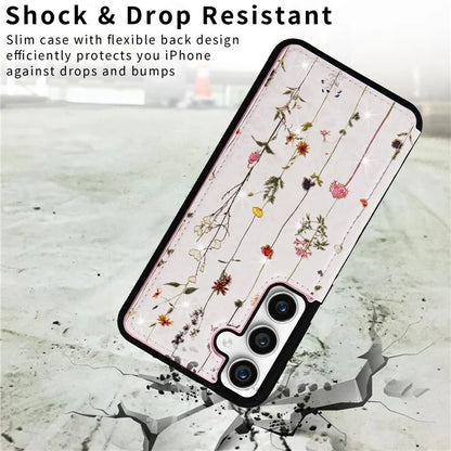For Samsung Galaxy S23 FE Case Flower Leather Coated TPU Phone Cover with RFID Blocking Wallet