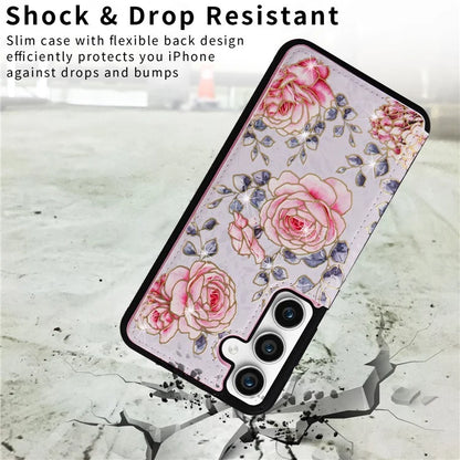 For Samsung Galaxy S23 FE Case Flower Leather Coated TPU Phone Cover with RFID Blocking Wallet