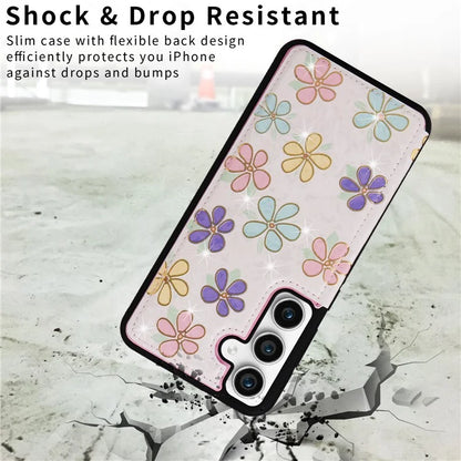For Samsung Galaxy S23 FE Case Flower Leather Coated TPU Phone Cover with RFID Blocking Wallet