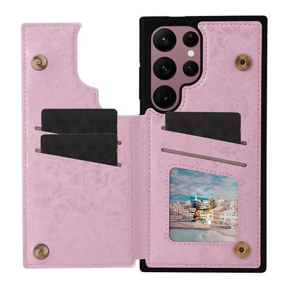 For Samsung Galaxy S22 Ultra 5G Phone Case Kickstand Flower Leather Coated TPU Cover Flower