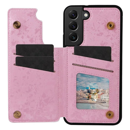 For Samsung Galaxy S22+ 5G Phone Case Card Slots Kickstand Flower PU Leather+TPU Phone Cover