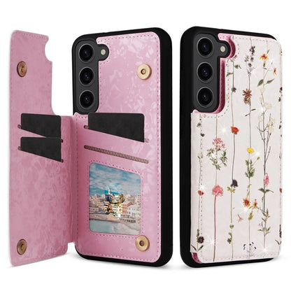 For Samsung Galaxy S23 Case Pattern Printing Kickstand Card Slots Phone Back Shell