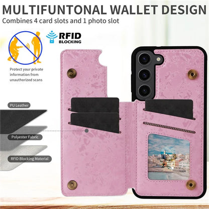 For Samsung Galaxy S23 Case Pattern Printing Kickstand Card Slots Phone Back Shell