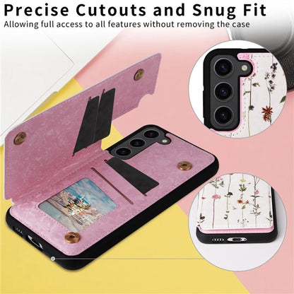 For Samsung Galaxy S23 Case Pattern Printing Kickstand Card Slots Phone Back Shell