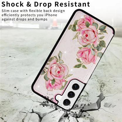 For Samsung Galaxy S22 5G Pattern Printing Case Kickstand Card Slots Phone Back Shell