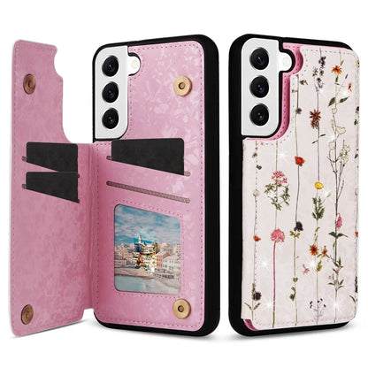 For Samsung Galaxy S22 5G Pattern Printing Case Kickstand Card Slots Phone Back Shell