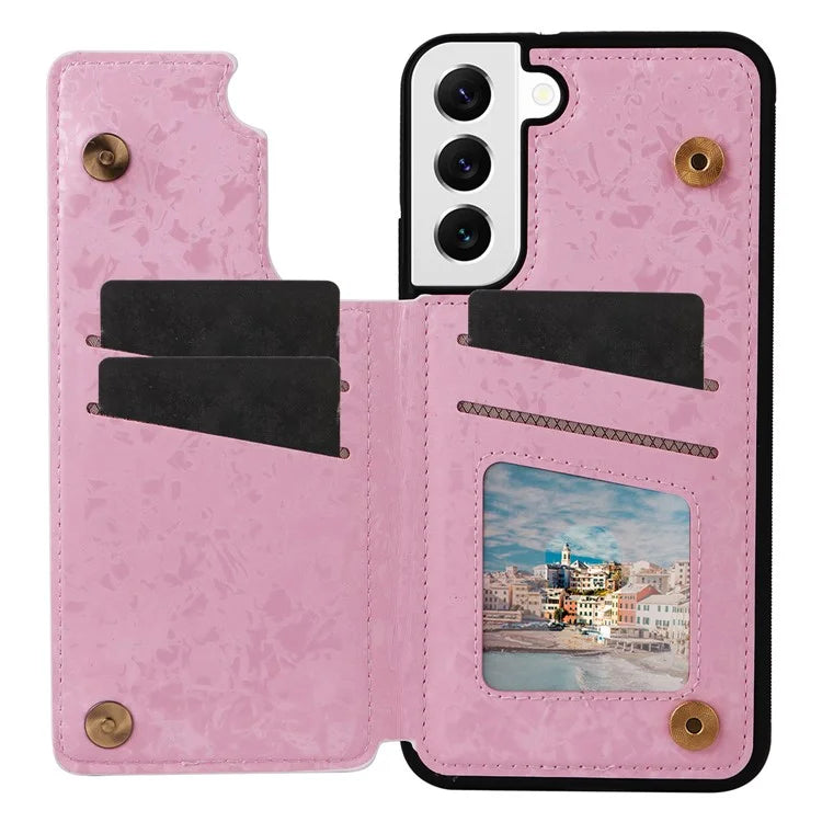 For Samsung Galaxy S22 5G Pattern Printing Case Kickstand Card Slots Phone Back Shell