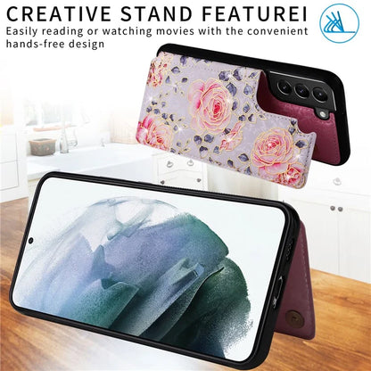 For Samsung Galaxy S21 4G / 5G Case Card Holder Kickstand Stylish Pattern Phone Cover