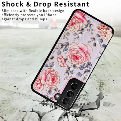 For Samsung Galaxy S21 4G / 5G Case Card Holder Kickstand Stylish Pattern Phone Cover