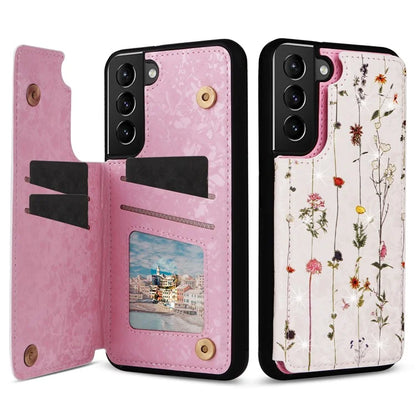 For Samsung Galaxy S21 4G / 5G Case Card Holder Kickstand Stylish Pattern Phone Cover