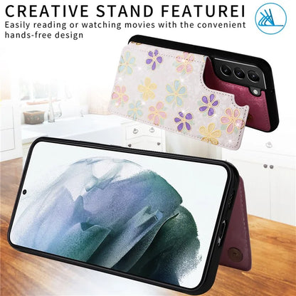 For Samsung Galaxy S21+ 5G Kickstand Case Pattern Printing Card Slots Phone Back Shell
