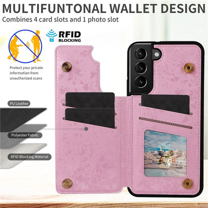For Samsung Galaxy S21+ 5G Kickstand Case Pattern Printing Card Slots Phone Back Shell Flower