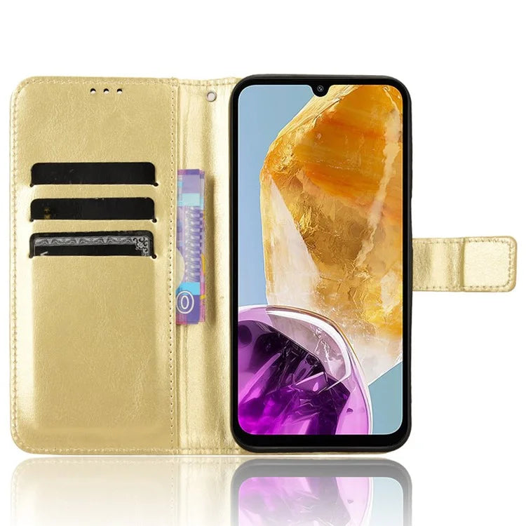For Samsung Galaxy F15 5G / M15 5G Case Bump Proof PU Leather Crazy Horse Texture Phone Cover