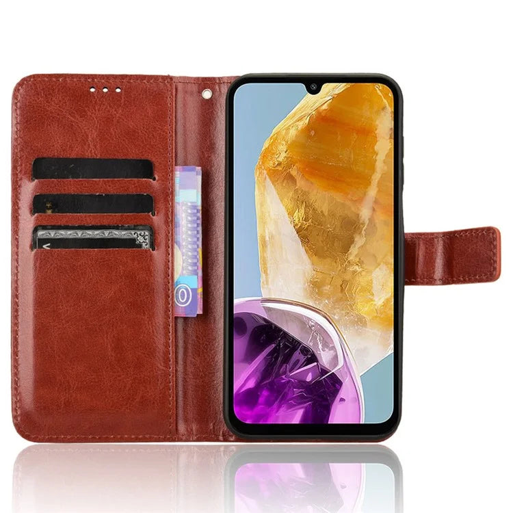 For Samsung Galaxy F15 5G / M15 5G Case Bump Proof PU Leather Crazy Horse Texture Phone Cover