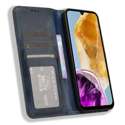 For Samsung Galaxy F15 5G / M15 5G Case Vintage PU Leather Folio Phone Cover with Cash / Card Slots