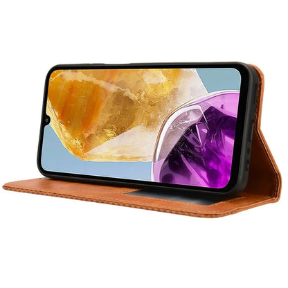 For Samsung Galaxy F15 5G / M15 5G Case Vintage PU Leather Folio Phone Cover with Cash / Card Slots