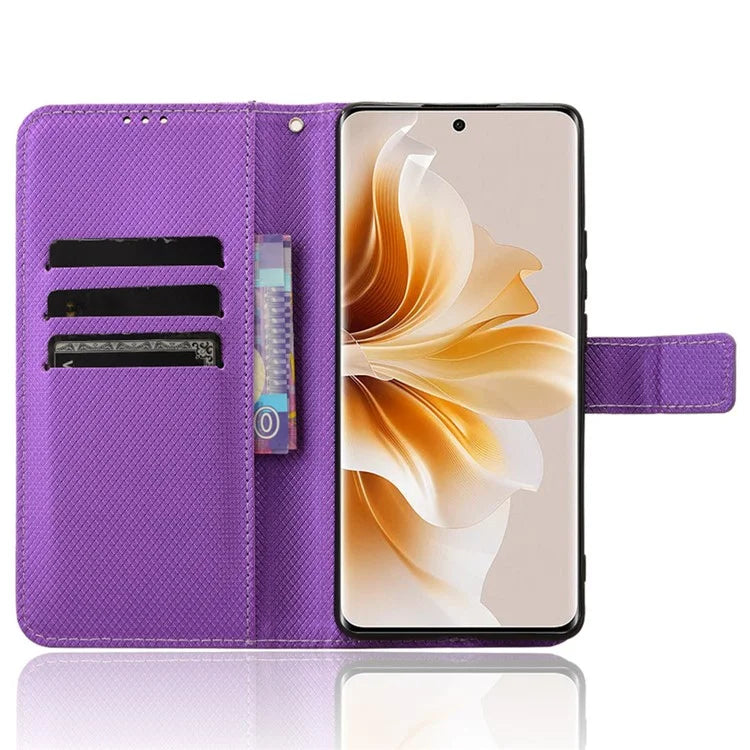 For Oppo F27 Pro 5G / Oppo F27 Pro+ 5G / A3 Pro (China) 5G Case Diamond Texture PU Leather Wallet Phone Cover TPU Inner Shell